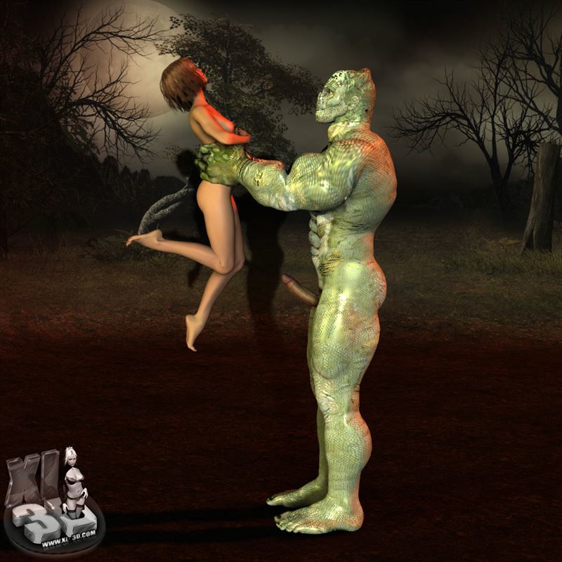[XL-3D] Monster Lizard king with monster cock fucks a girl outdoors