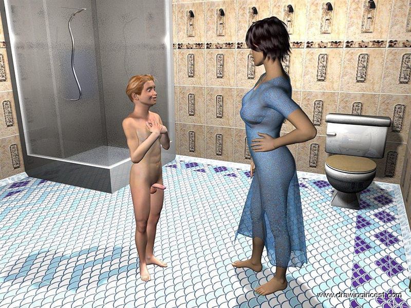[Drawingincest] Bathroom procedures make mom and son closer