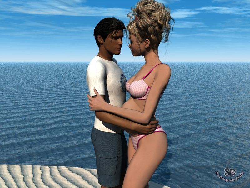 3D Pregnant Dolls Pregnant on the beach