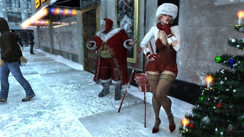 Hot MILF fucked outdoors by Santa in Desperate for Donations