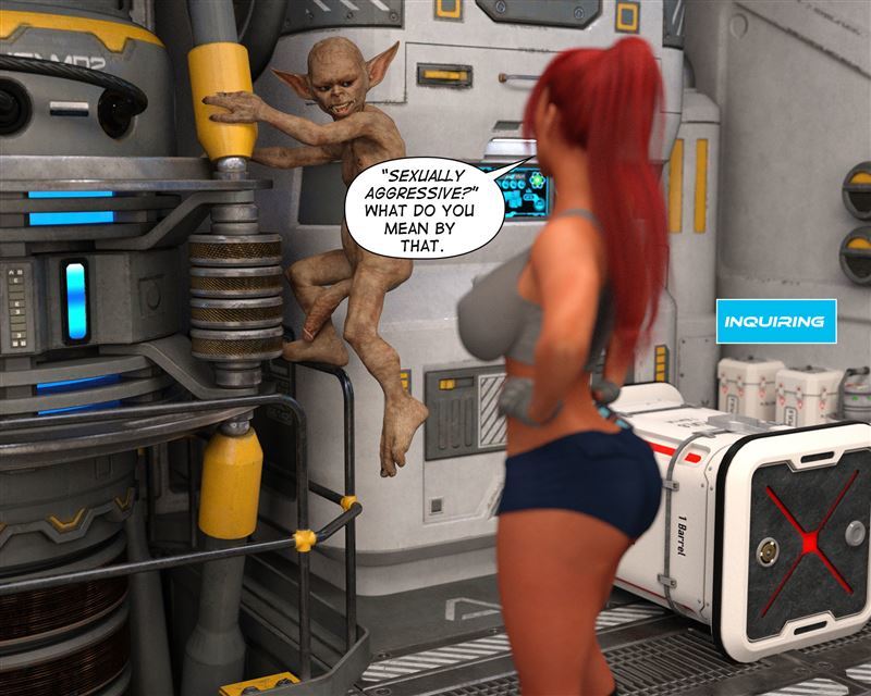 Little monster fucked sexy redhead babe on spaceship in Redrobot3D The Stowaway