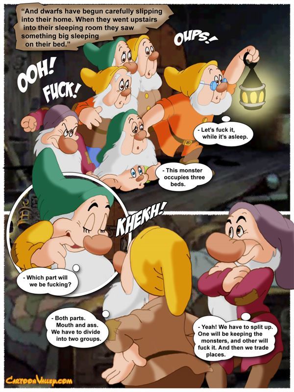 Snow White from Disney gets gangbang from gnomes and beasts
