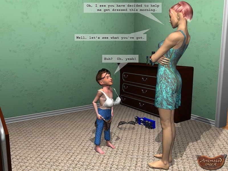 AnimatedIncest Mother catches son trying on her underwear
