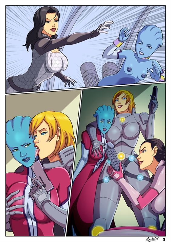 Ashley, Miranda and Shepard from Mass Effect In Lesbian Orgy
