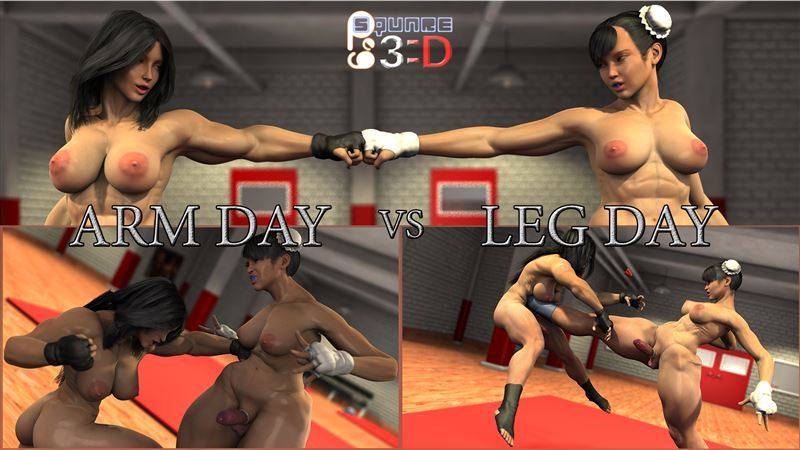 Futanari Fighting in Arm Day vs Leg Day by Squarepeg3D