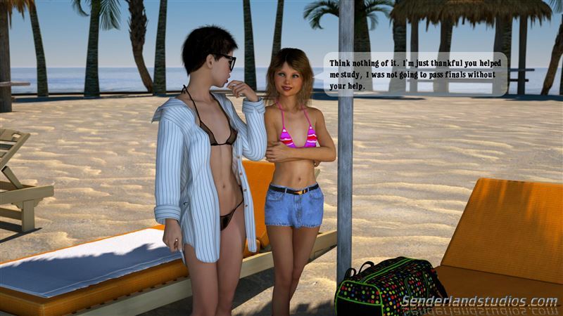 Senderland Studios - Shemale Fucking Small Tits Teen on Beach