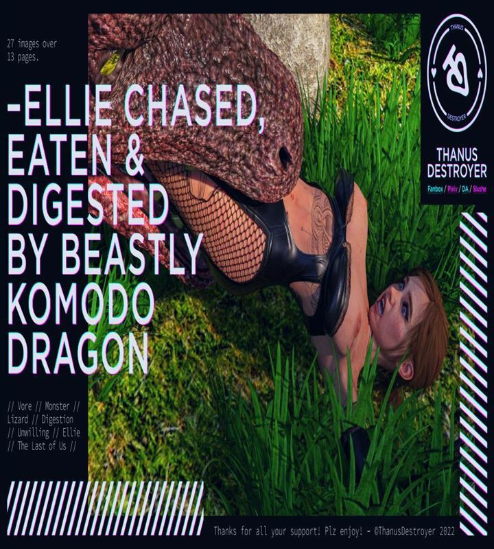Ellie Chased Eaten & Digested by Beastly Komodo Dragon