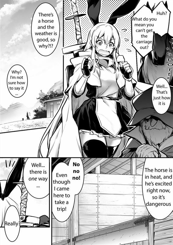 Adventure-chan helps the lustful horse cum so he’ll carry her away