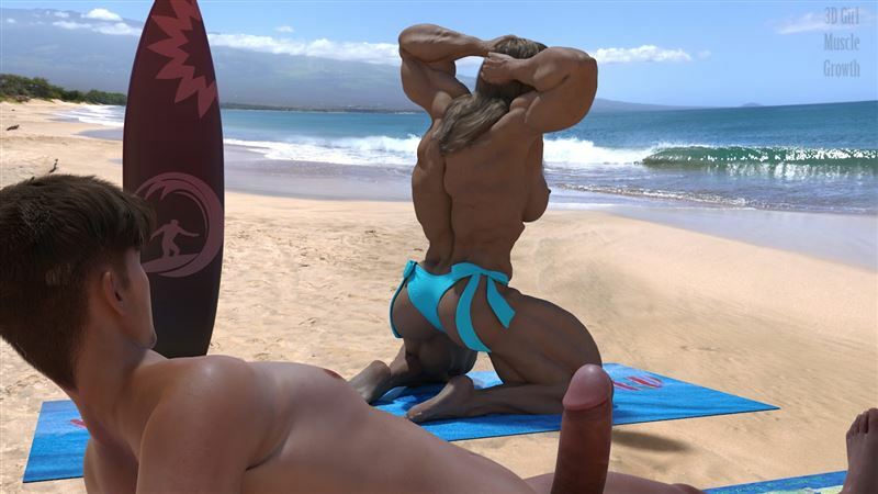 3Dgirlmusclegrowth - At The Beach