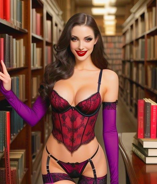 Beautiful Vampire Librarian - Ai Generated